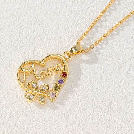 Mother's Day Gift Hollow Heart English Letter Love Mom Rhinestone Butterfly Finger Ring Jewelry Gift - ProTrendyz