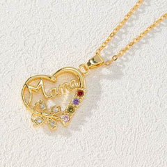 Mother's Day Gift Hollow Heart English Letter Love Mom Rhinestone Butterfly Finger Ring Jewelry Gift - ProTrendyz