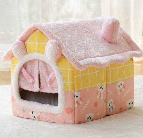 Foldable Dog House Pet Cat Bed Winter Dog Villa Sleep Kennel Removable Nest Warm Enclosed Cave Sofa Pets Supplies - ProTrendyz