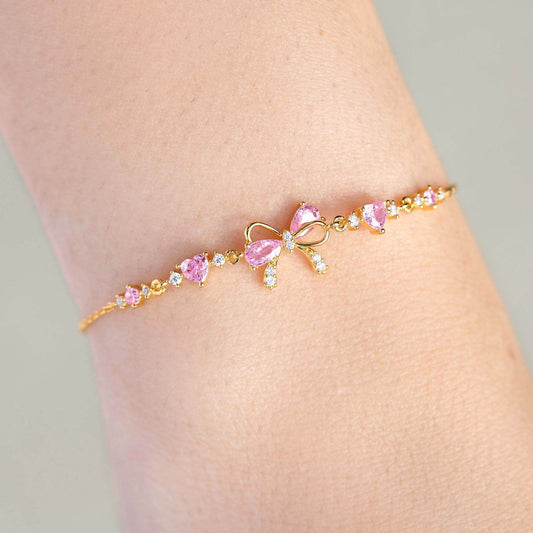 Cute Sweet Bracelet Loving Heart Zircon Bowknot Bracelet - ProTrendyz