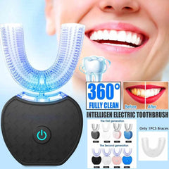 360 Degrees Intelligent Automatic Electric Toothbrush Waterproof U Type Tooth Brush Whitening Blue Light USB Charging - ProTrendyz