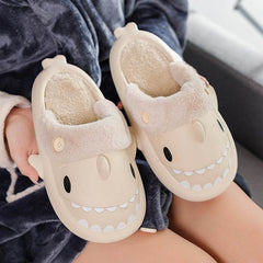 Winter Shark Shoes House Slippers With Button EVA Couple Slippers - ProTrendyz