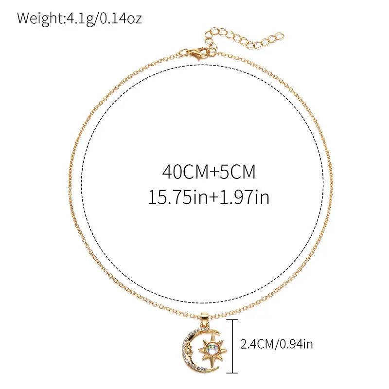 Fashion Jewelry Fashion Moon Star Zircon Pendant Necklace Stainless Steel Light Luxury Choker Jewelry Party Gifts For Women Girls - ProTrendyz