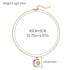 Fashion Jewelry Fashion Moon Star Zircon Pendant Necklace Stainless Steel Light Luxury Choker Jewelry Party Gifts For Women Girls - ProTrendyz
