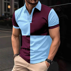 Casual Sports Short Sleeve Color Stitching Turnover Neck Polo Shirt Men Clothing - ProTrendyz