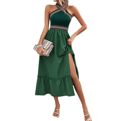 Women's Elegant Halter High Waist Dress - ProTrendyz