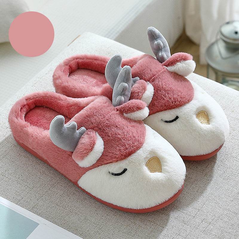 Christmas Shoes Winter Home Slippers Elk Plush Bedroom Slipper House Shoes For Women Men - ProTrendyz