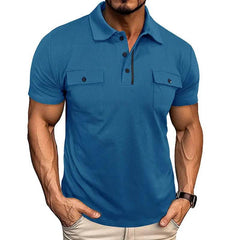 Summer Lapel Button Polo Shirt With Pockets Outdoor Fashion Short Sleeve Tops For Men Clothing - ProTrendyz