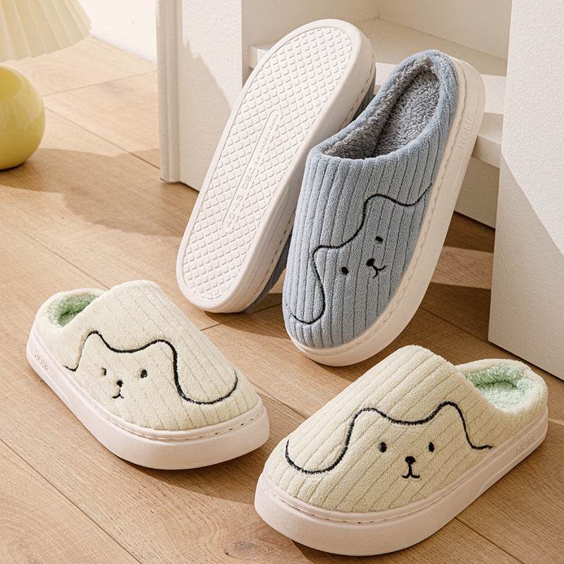 Striped Cat Slippers Indoor Couple Non-slip Floor Bedroom Slipper Winter Warm Plush House Shoes Women Men - ProTrendyz