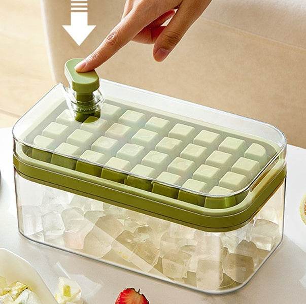 One-button Press Type Ice Mold Box Plastics Ice Cube Maker Ice Tray Mold With Storage Box With Lid Bar Kitchen Accessories - ProTrendyz