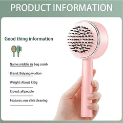 3D Air Cushion Massager Brush With Retractable Bristles Self Cleaning Hair Brush Massage One-key Self-cleaning Hair Brush Anti-Static Airbag Massage Comb For Women Curly Hair Brush - ProTrendyz