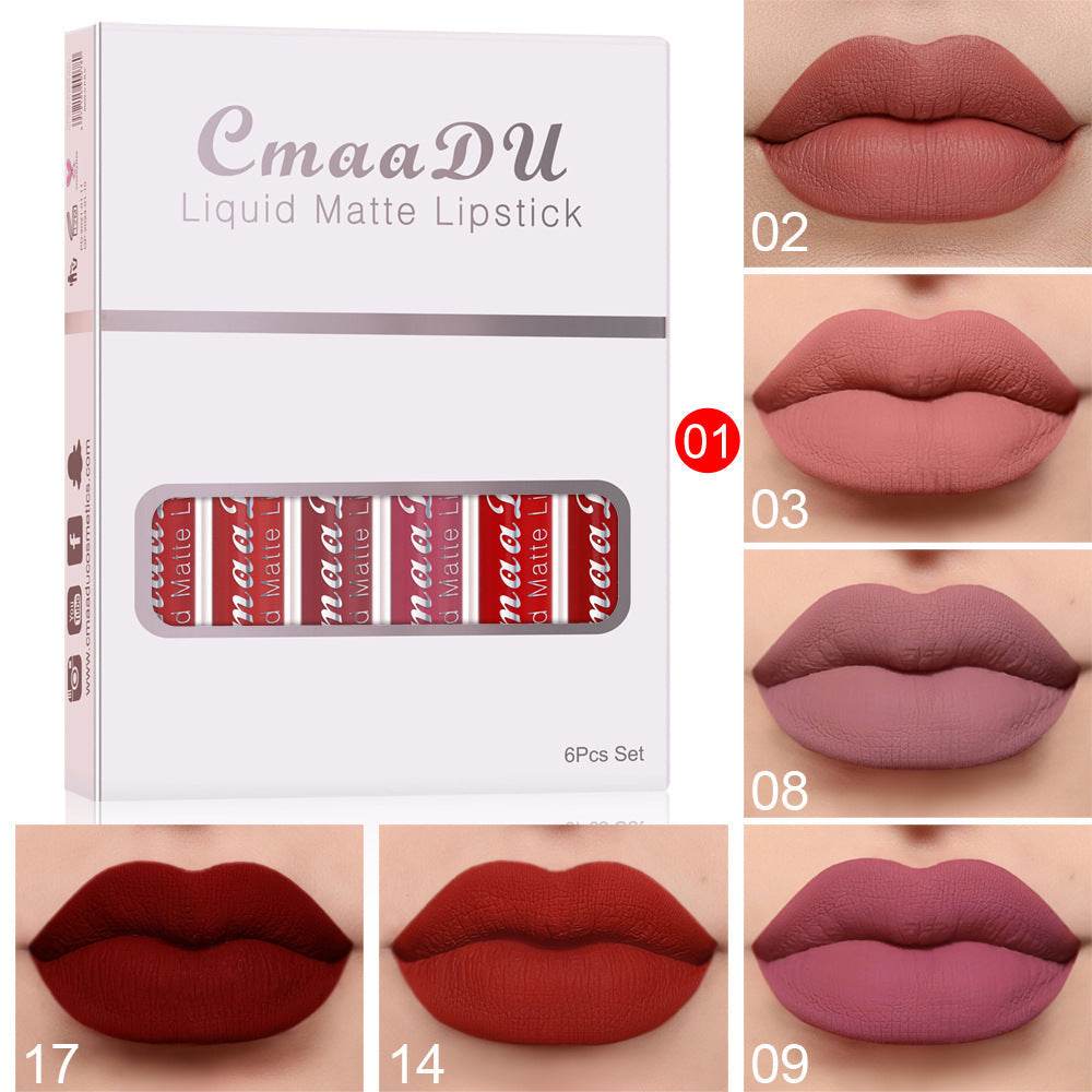 6 Boxes Of Matte Non-stick Cup Waterproof Lipstick Long Lasting Lip Gloss - ProTrendyz