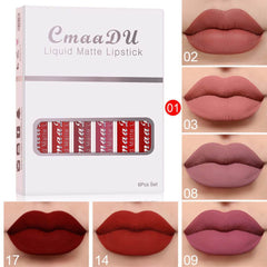 6 Boxes Of Matte Non-stick Cup Waterproof Lipstick Long Lasting Lip Gloss - ProTrendyz