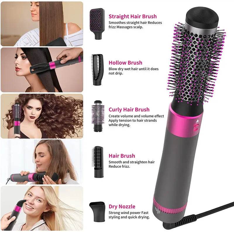 Professional 5 In 1 Hair Dryer Brush Dryer And Straightening Brush Electric Hair Styling Tool Automatic Hair Curler Beauty Supplies Gadgets - ProTrendyz