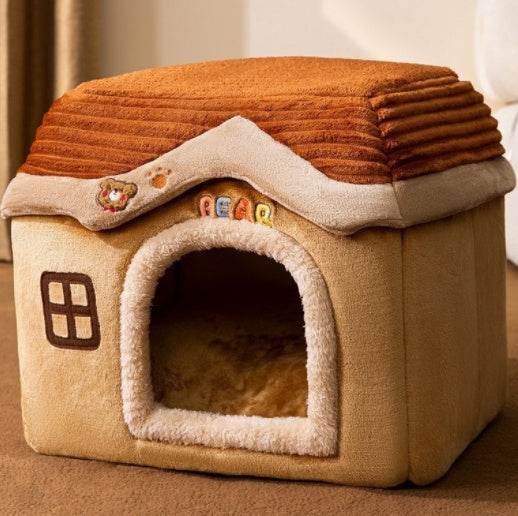 Foldable Dog House Pet Cat Bed Winter Dog Villa Sleep Kennel Removable Nest Warm Enclosed Cave Sofa Pets Supplies - ProTrendyz