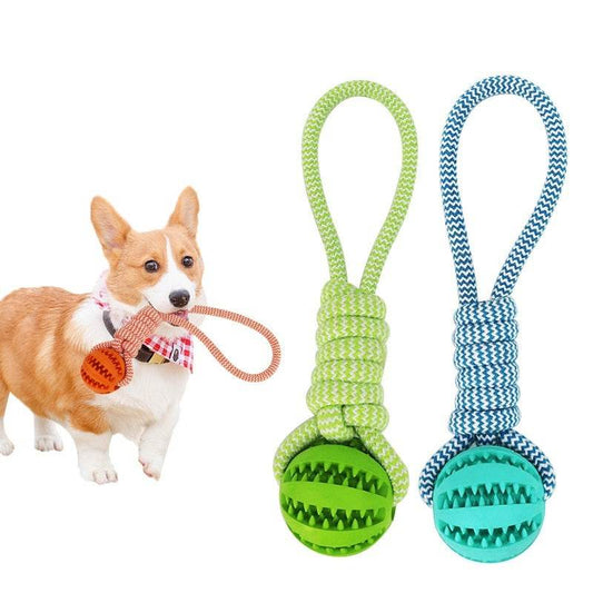 Dog Toys Treat Balls Interactive Hemp Rope Rubber Leaking Balls For Small Dogs Chewing Bite Resistant Toys Pet Tooth Cleaning Bite Resistant Toy Ball For Pet Dogs Puppy - ProTrendyz