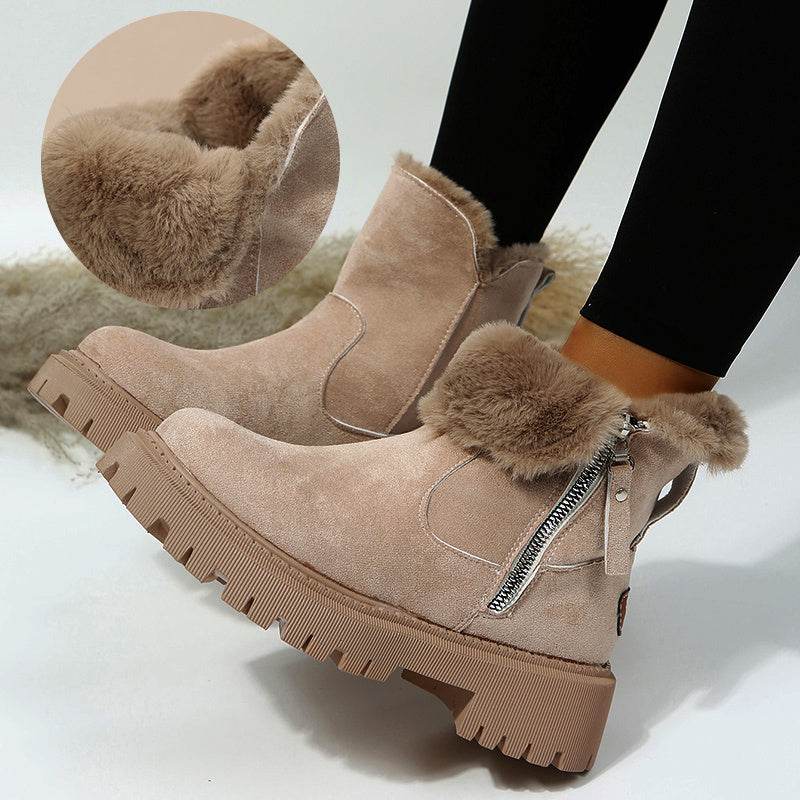 Thick Plush Snow Boots Women Faux Suede Non-slip Winter Shoes - ProTrendyz