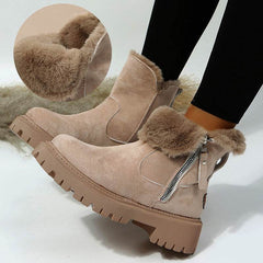Thick Plush Snow Boots Women Faux Suede Non-slip Winter Shoes - ProTrendyz