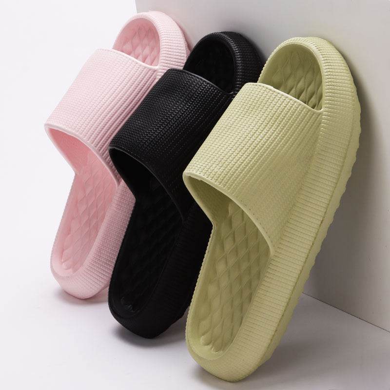 Summer EVA Slippers Solid Color Rhombus Stripe Anti-slip Slippers New Women's Home Shoes - ProTrendyz