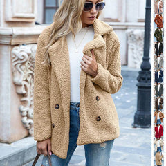 Loose Lapel Fluffy Coat Winter Button Jacket Cardigan Outwear For Women Clothing - ProTrendyz