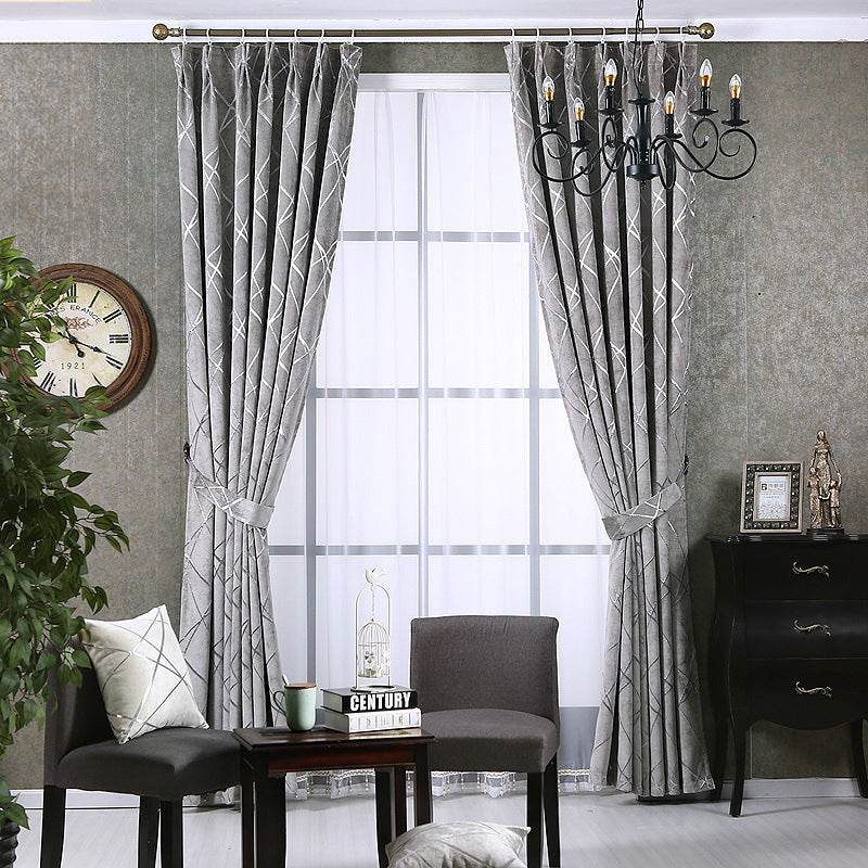 Solid Color Simple Modern Light Luxury Living Room Chenille Blackout Curtains - ProTrendyz