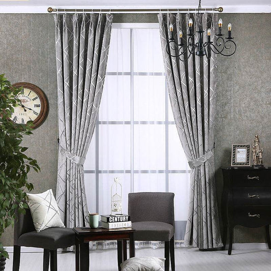 Solid Color Simple Modern Light Luxury Living Room Chenille Blackout Curtains - ProTrendyz