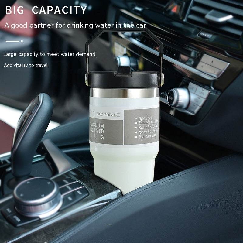 Portable Car Cup Stainless Steel Cup Travel Sports Water Bottle With Handle Cover Coffee Tumbler Cup - ProTrendyz