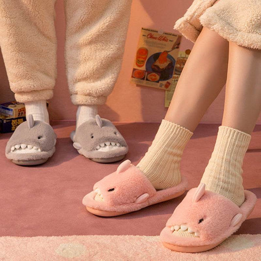 Shark Slippers Fluffy Slippers For Women Couple House Shoes Winter - ProTrendyz