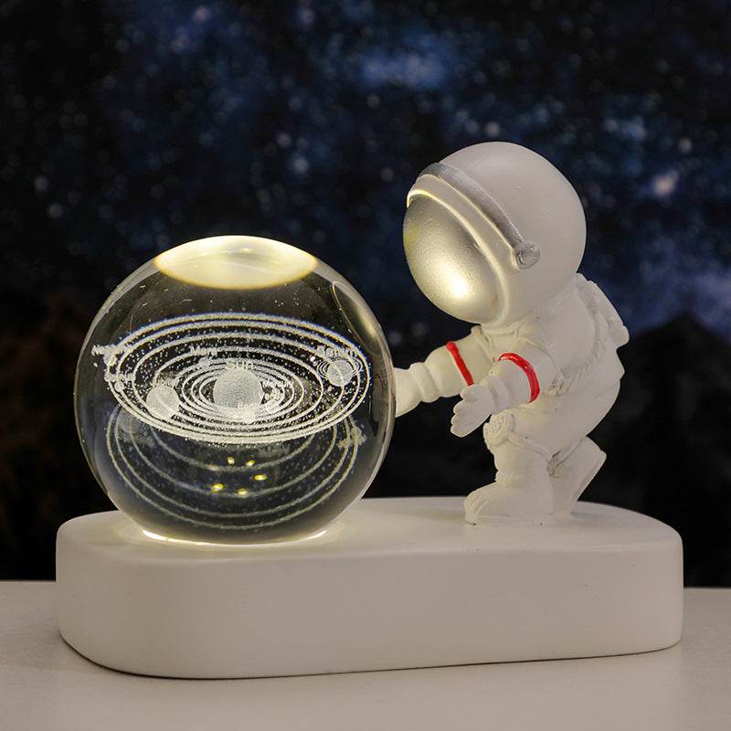 Glowing Planetary Galaxy Astronaut Crystal Ball Night Lights USB Power Warm Bedside Light Brithday Gift Night Lamp - ProTrendyz