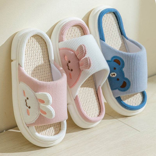 Cute Rabbit Slippers Linen House Shoes For Women - ProTrendyz
