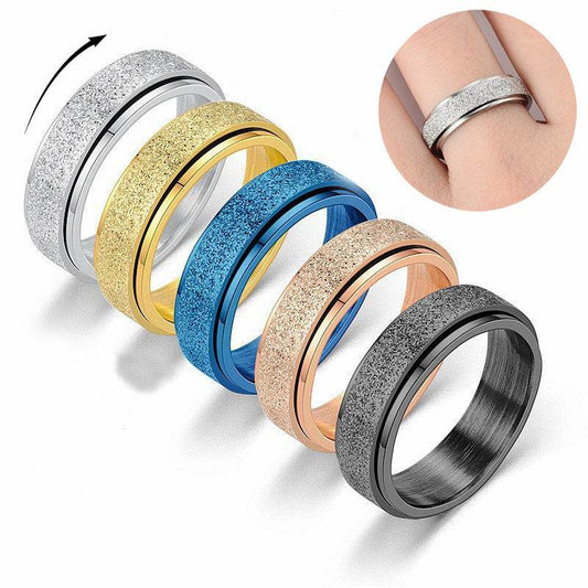 Turnable Anxiety Rings Rainbow Silver Color Relieve Stress Rings For Women Men - ProTrendyz