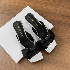 Butterfly Bow One-piece Slippers For Women's Summer Fashion High Heels And Cool Slippers