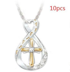 Cross Footprint Diamond Pendant Two Tone - ProTrendyz