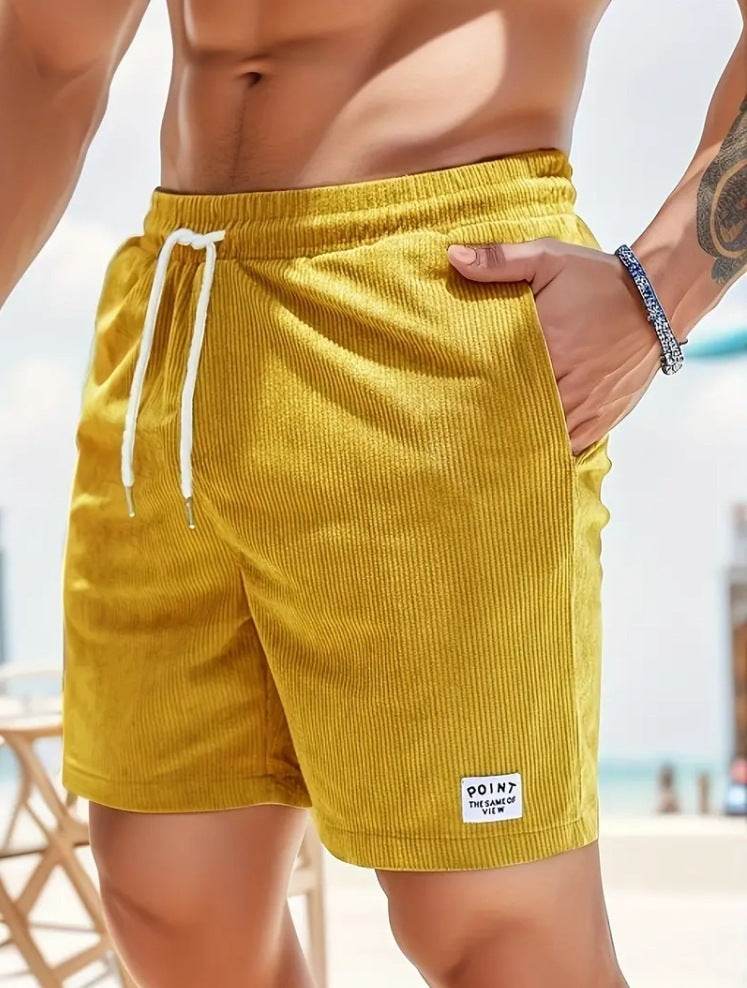 Lace-up Drawstring Shorts Summer Corduroy Sports Short Pants Mens Clothing - ProTrendyz