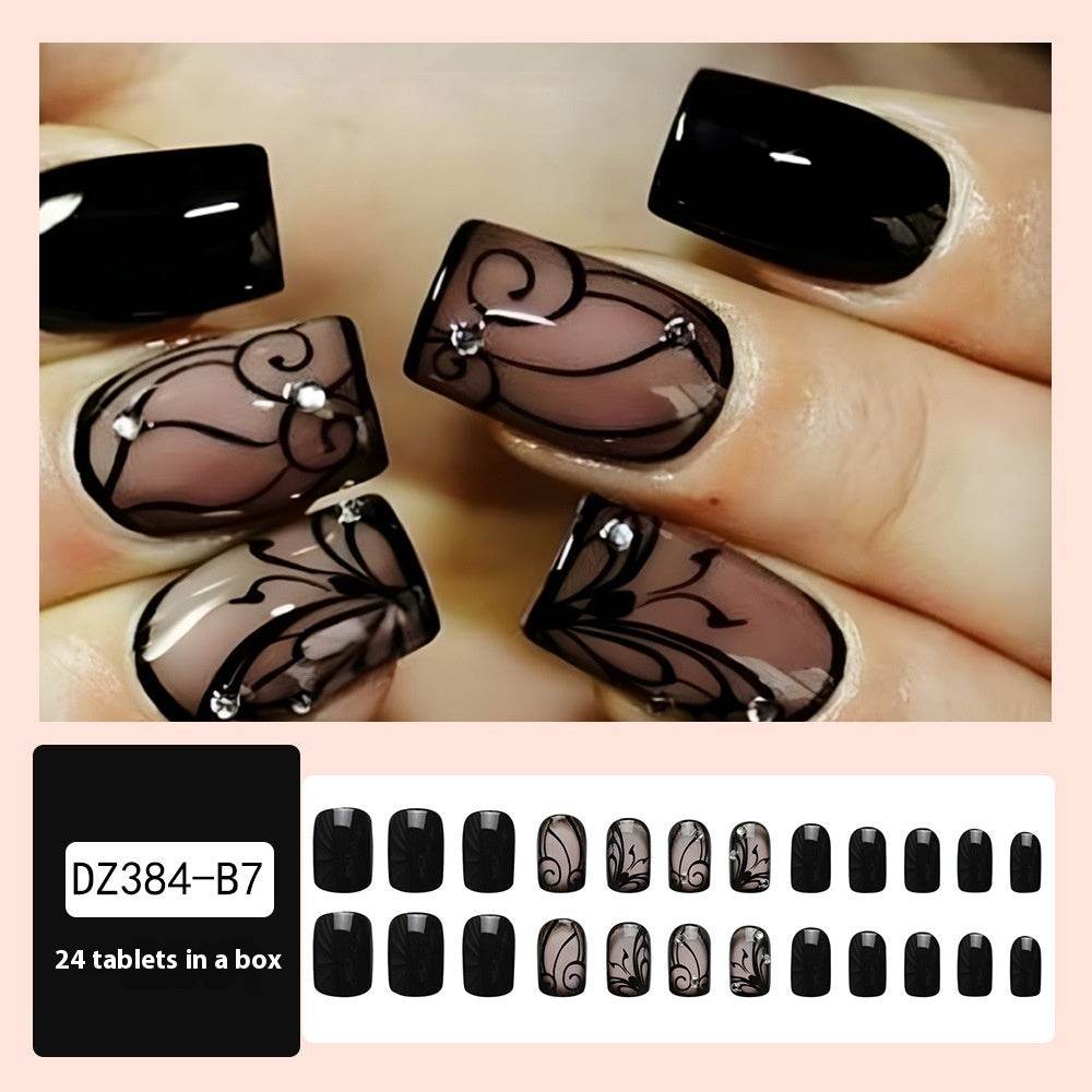 Dark Ins Style Black Vine Wearing Nails And Nails - ProTrendyz