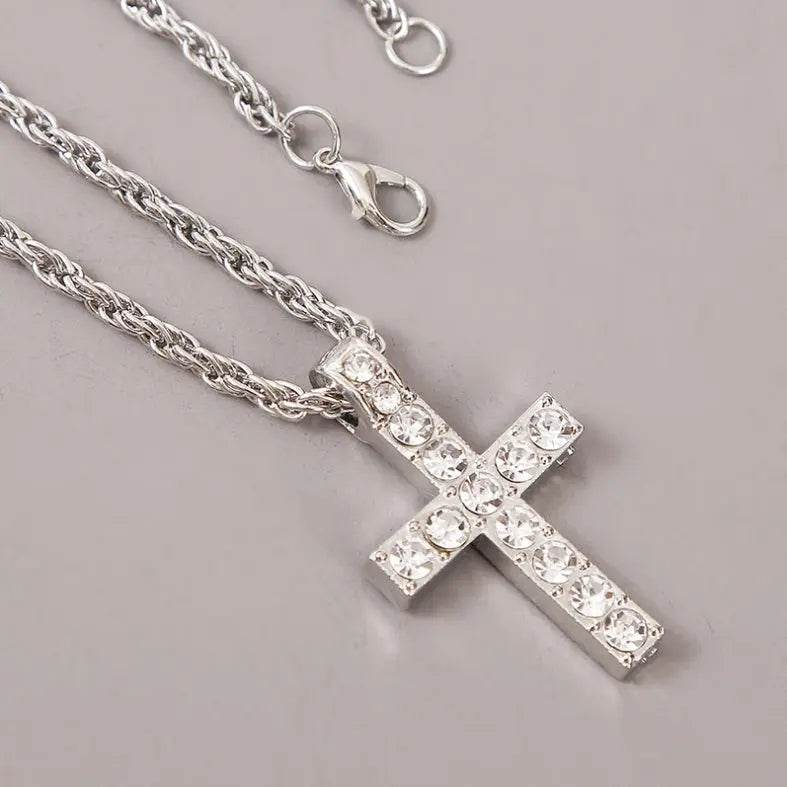 Cross Pendant Necklaces For Women Men Punk Hiphop Rope Chain On Neck Rapper Jewelry US - ProTrendyz