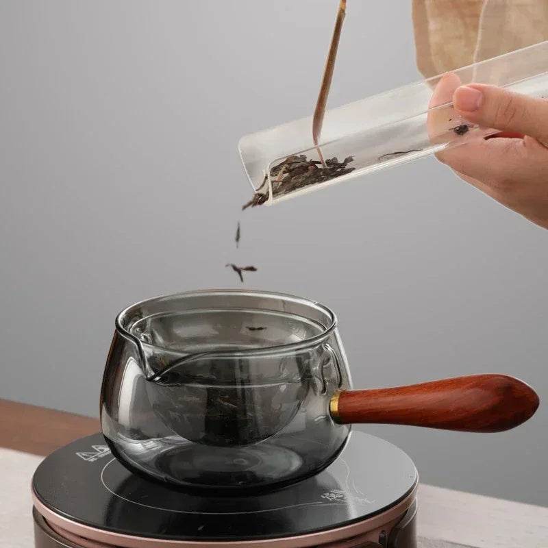 Semi-automatic Rotary Heat-resistant Glass Teapot Lazy Tea Making With Infuser And Wooden Handle Office Home Accessories Kitchen Gadgets - ProTrendyz
