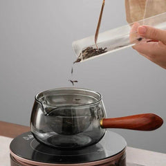 Semi-automatic Rotary Heat-resistant Glass Teapot Lazy Tea Making With Infuser And Wooden Handle Office Home Accessories Kitchen Gadgets - ProTrendyz