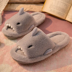 Shark Slippers Fluffy Slippers For Women Couple House Shoes Winter - ProTrendyz