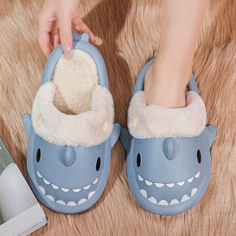 Winter Shark Shoes House Slippers With Button EVA Couple Slippers - ProTrendyz