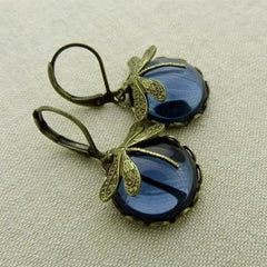 Fashion Jewelry Women's Earrings Hanging Vintage Dragonfly Pendant Earring Boho Chakra Blue Moonstone Drop Earrings For Women Wedding Charm Ethnic Jewellery - ProTrendyz