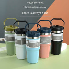Portable Car Cup Stainless Steel Cup Travel Sports Water Bottle With Handle Cover Coffee Tumbler Cup - ProTrendyz