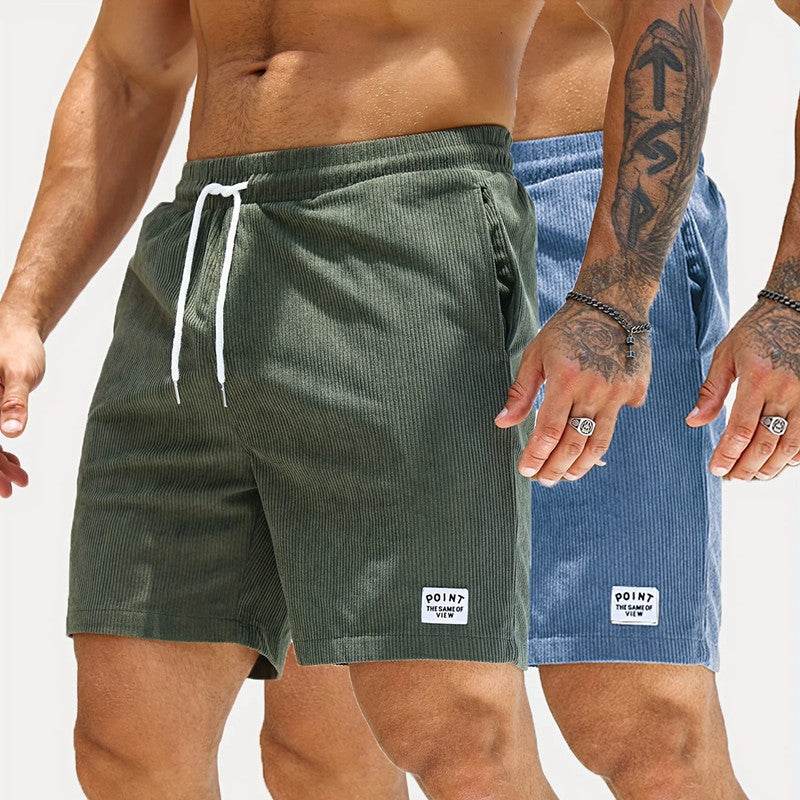 Lace-up Drawstring Shorts Summer Corduroy Sports Short Pants Mens Clothing - ProTrendyz