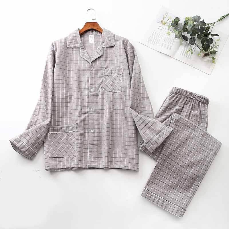 Brushed Cloth Long-sleeved Lapel Pajama Set - ProTrendyz