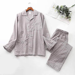 Brushed Cloth Long-sleeved Lapel Pajama Set - ProTrendyz