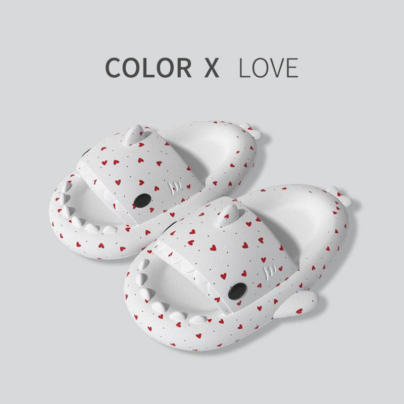 Lovers Shark Slippers Heart Print Shoes Women Men - ProTrendyz