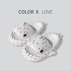 Lovers Shark Slippers Heart Print Shoes Women Men - ProTrendyz