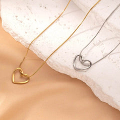 Fashion Jewelry Tainless Steel Twist Hollow Heart Pendant Necklace For Women Spicy Girls Simple Clavicle Chain Jewelry Gift - ProTrendyz