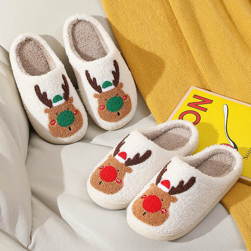 Christmas Shoes Winter Home Slippers Elk Soft Cozy Bedroom Slipper Slip On House Shoes - ProTrendyz