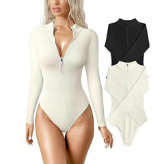 Fashion Long Sleeve Zipper Jumpsuit Seamless Slimming Shapewear For Women Romper - ProTrendyz